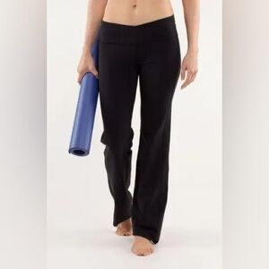 Lululemon Astro Black Criss Cross Waistband Flared Leg